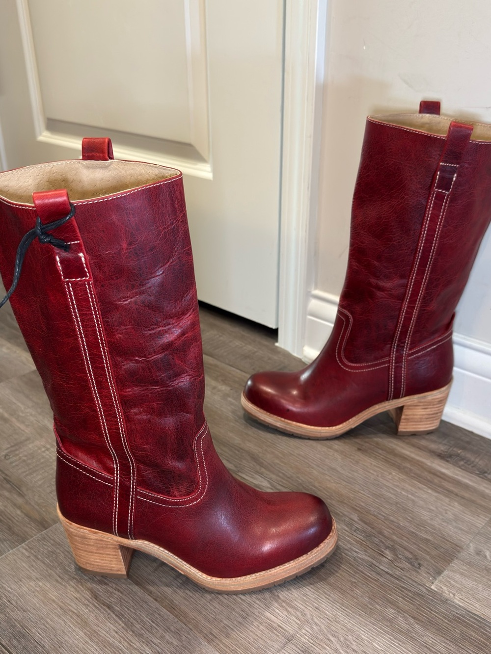 Cleo + Wolf Scout Round Toe Red Leather Boots